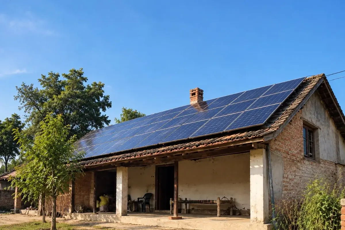 A village home in Bihar running on a rooftop solar system installed by Span Styles